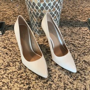 BCBG white heels